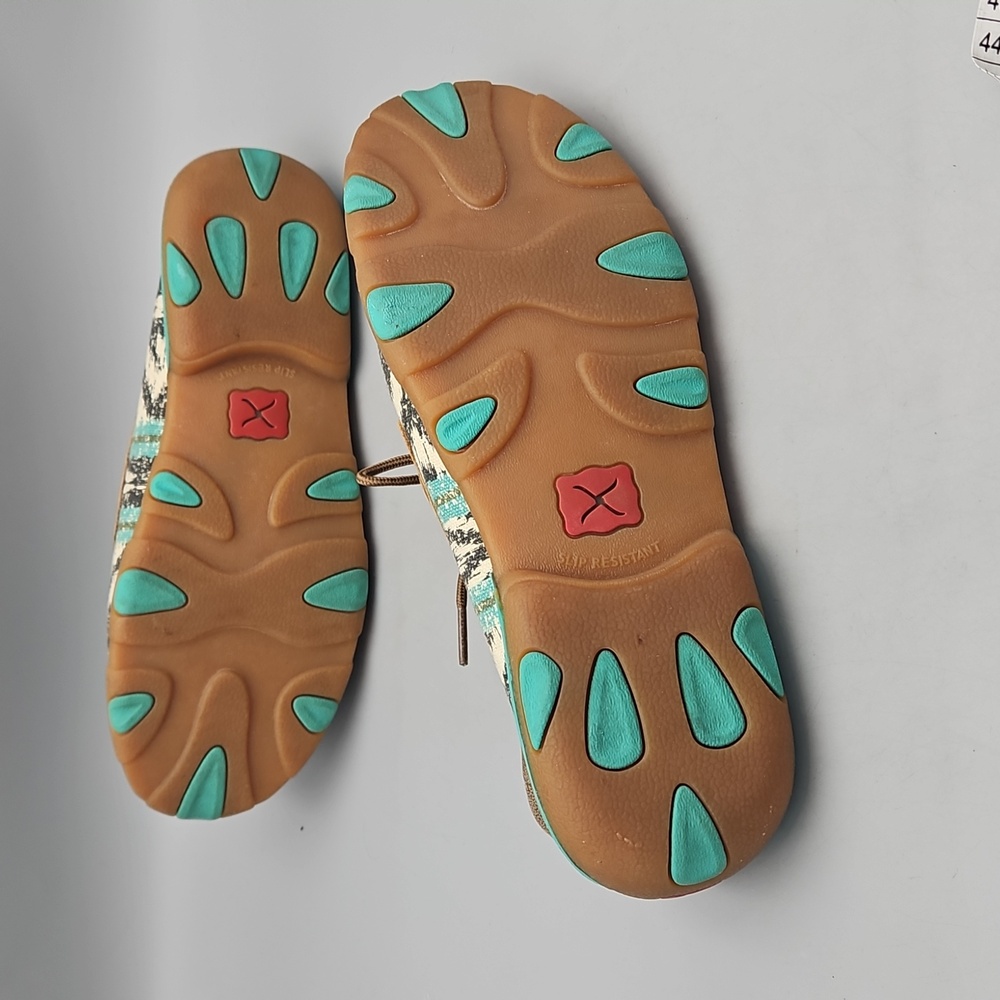 Twisted X Aztec Print & Leather Handcrafted Boat Shoe Driving Moccasins 8 - Picture 10 of 12